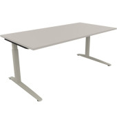 Schreibtisch All in One, manuell höhenverstellbar, 65-85cm (H), 180x90cm (BxT), rechteckig, lichtgrau / silberaluminium