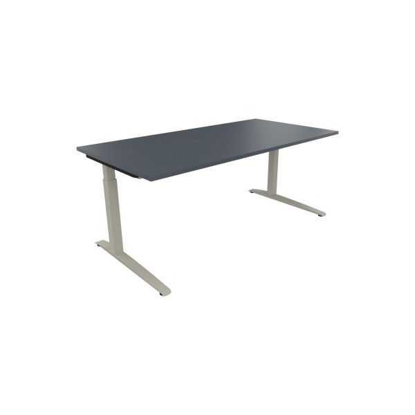 4003969074316 - Schreibtisch All in One 810026982 manuell höhenverstellbar 65-85cm (H) 180x90cm (BxT) rechteckig lavagrau   silberaluminium 