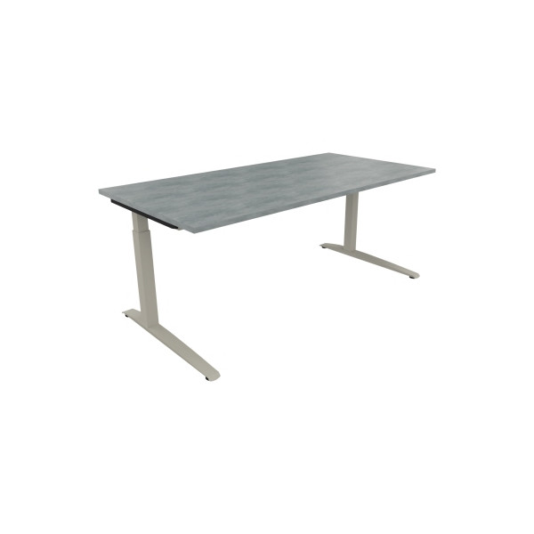 4003969074293 - Schreibtisch All in One 810026983 manuell höhenverstellbar 65-85cm (H) 180x90cm (BxT) rechteckig beton hell   silberaluminiu