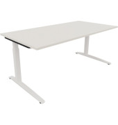 Schreibtisch All in One, manuell höhenverstellbar, 65-85cm (H), 180x90cm (BxT), rechteckig, weiß / weiß