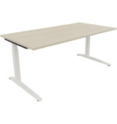 Schreibtisch All in One, manuell höhenverstellbar, 65-85cm (H), 180x90cm (BxT), rechteckig, akazie hell / weiß