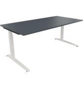 Schreibtisch All in One, manuell höhenverstellbar, 65-85cm (H), 180x90cm (BxT), rechteckig, lavagrau / weiß