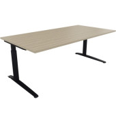 Schreibtisch All in One, manuell h&ouml;henverstellbar, 65-85cm (H), 200x100cm (BxT), rechteckig, eiche natur / anthrazit metallic