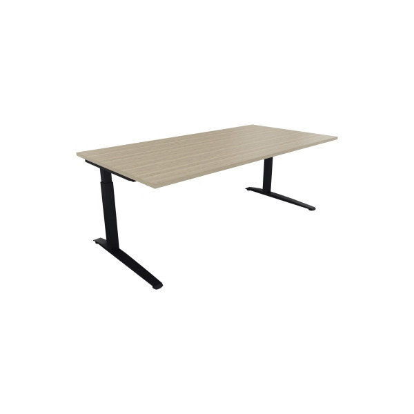 4003969074873 - Schreibtisch All in One 810027171 manuell höhenverstellbar 65-85cm (H) 200x100cm (BxT) rechteckig eiche natur   anthrazitmet