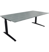 Schreibtisch All in One, manuell höhenverstellbar, 65-85cm (H), 200x100cm (BxT), rechteckig, beton hell / anthrazit metallic