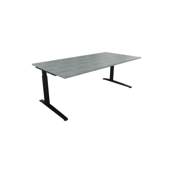 4003969074958 - Schreibtisch All in One 810027183 manuell höhenverstellbar 65-85cm (H) 200x100cm (BxT) rechteckig beton hell   anthrazitmeta
