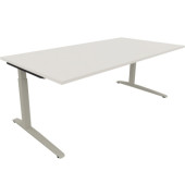 Schreibtisch All in One, manuell höhenverstellbar, 65-85cm (H), 200x100cm (BxT), rechteckig, weiß / silberaluminium