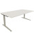 Schreibtisch All in One, manuell höhenverstellbar, 65-85cm (H), 200x100cm (BxT), rechteckig, weiß / silberaluminium