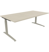 Schreibtisch All in One, manuell höhenverstellbar, 65-85cm (H), 200x100cm (BxT), rechteckig, akazie hell / silberaluminium