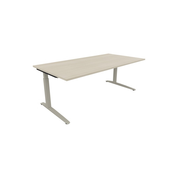 4003969074828 - Schreibtisch All in One 810027272 manuell höhenverstellbar 65-85cm (H) 200x100cm (BxT) rechteckig akazie hell   silberalumin