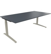 Schreibtisch All in One, manuell h&ouml;henverstellbar, 65-85cm (H), 200x100cm (BxT), rechteckig, lavagrau / silberaluminium