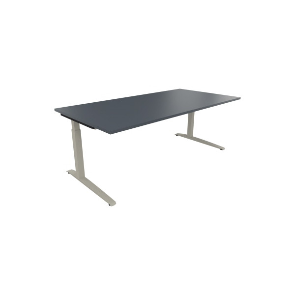 4003969074972 - Schreibtisch All in One 810027282 manuell höhenverstellbar 65-85cm (H) 200x100cm (BxT) rechteckig lavagrau   silberaluminium