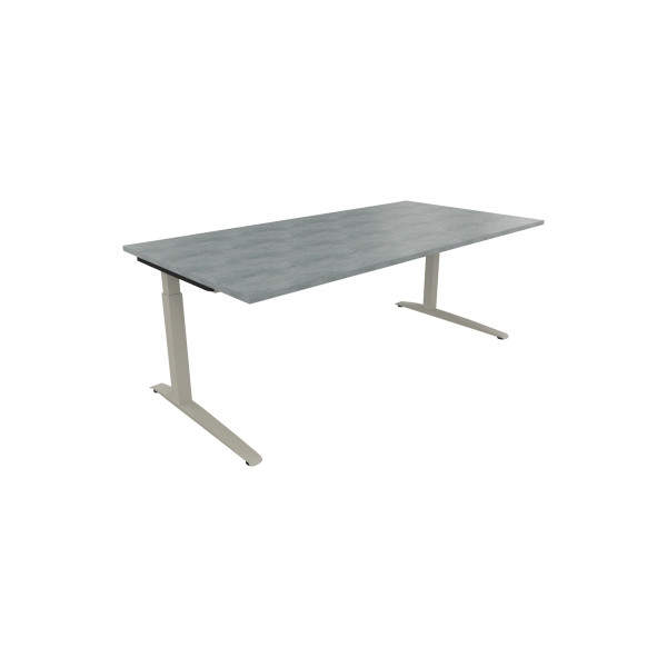 4003969074910 - Schreibtisch All in One 810027283 manuell höhenverstellbar 65-85cm (H) 200x100cm (BxT) rechteckig beton hell   silberalumini