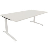 Schreibtisch All in One, manuell h&ouml;henverstellbar, 65-85cm (H), 200x100cm (BxT), rechteckig, wei&szlig; / wei&szlig;