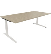 Schreibtisch All in One, manuell höhenverstellbar, 65-85cm (H), 200x100cm (BxT), rechteckig, eiche natur / weiß
