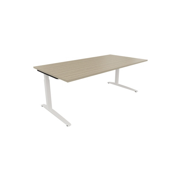 4003969074880 - Schreibtisch All in One 810027371 manuell höhenverstellbar 65-85cm (H) 200x100cm (BxT) rechteckig eiche natur   weiß 400396
