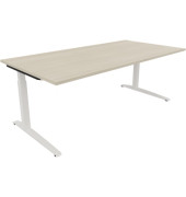 Schreibtisch All in One, manuell höhenverstellbar, 65-85cm (H), 200x100cm (BxT), rechteckig, akazie hell / weiß