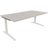 Schreibtisch All in One, manuell höhenverstellbar, 65-85cm (H), 200x100cm (BxT), rechteckig, lichtgrau / weiß