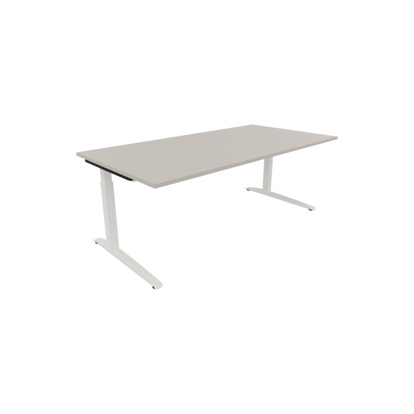4003969074934 - Schreibtisch All in One 810027381 manuell höhenverstellbar 65-85cm (H) 200x100cm (BxT) rechteckig lichtgrau   verkehrsweiß 