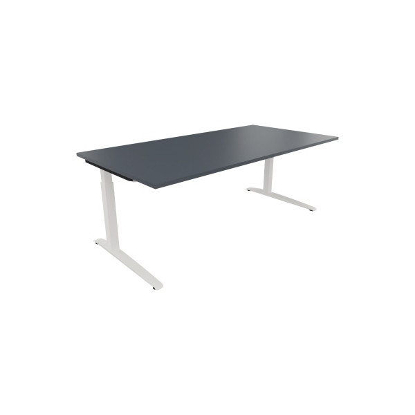 4003969074903 - Schreibtisch All in One 810027382 manuell höhenverstellbar 65-85cm (H) 200x100cm (BxT) rechteckig lavagrau   verkehrsweiß 4