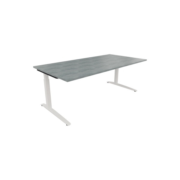 4003969074965 - Schreibtisch All in One 810027383 manuell höhenverstellbar 65-85cm (H) 200x100cm (BxT) rechteckig beton hell   verkehrsweiß