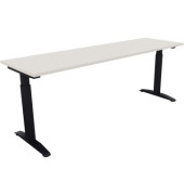 Schreibtisch All in One, manuell höhenverstellbar, 65-85cm (H), 200x60cm (BxT), rechteckig, weiß / anthrazit metallic