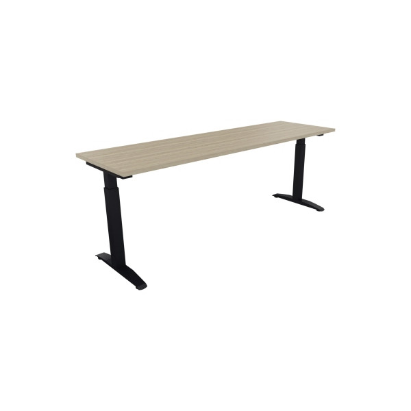 4003969074927 - Schreibtisch All in One 810027471 manuell höhenverstellbar 65-85cm (H) 200x60cm (BxT) rechteckig eiche natur   anthrazit met