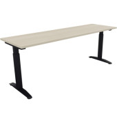 Schreibtisch All in One, manuell höhenverstellbar, 65-85cm (H), 200x60cm (BxT), rechteckig, akazie hell / anthrazit metallic