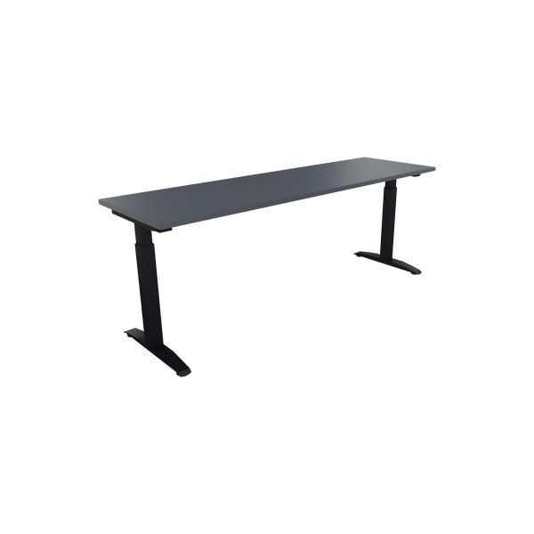 4003969074491 - Schreibtisch All in One 810027482 manuell höhenverstellbar 65-85cm (H) 200x60cm (BxT) rechteckig lavagrau   anthrazit metall