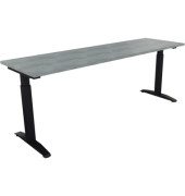 Schreibtisch All in One, manuell höhenverstellbar, 65-85cm (H), 200x60cm (BxT), rechteckig, beton hell / anthrazit metallic