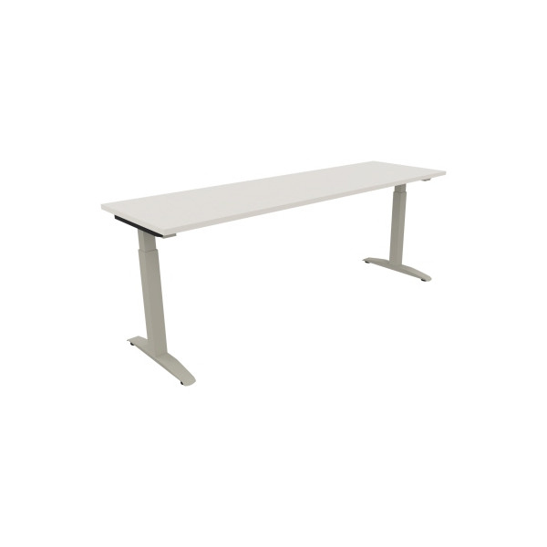 4003969074453 - Schreibtisch All in One 810027501 manuell höhenverstellbar 65-85cm (H) 200x60cm (BxT) rechteckig diamant weiß   silberalumin