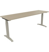 Schreibtisch All in One, manuell h&ouml;henverstellbar, 65-85cm (H), 200x60cm (BxT), rechteckig, eiche natur / silberaluminium