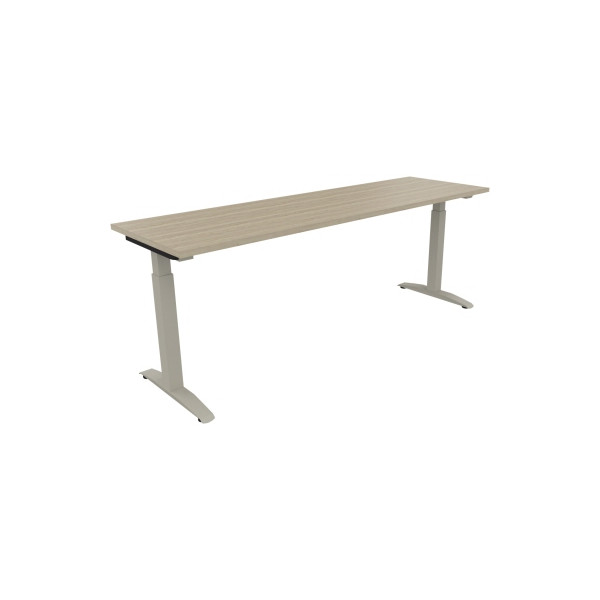 4003969074521 - Schreibtisch All in One 810027571 manuell höhenverstellbar 65-85cm (H) 200x60cm (BxT) rechteckig eiche natur   silberalumini