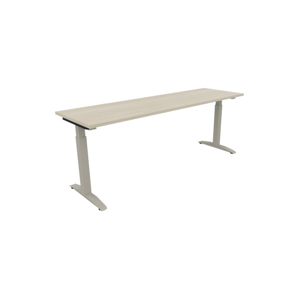 4003969074545 - Schreibtisch All in One 810027572 manuell höhenverstellbar 65-85cm (H) 200x60cm (BxT) rechteckig akaziehell   silberaluminiu