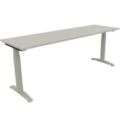 Schreibtisch All in One, manuell höhenverstellbar, 65-85cm (H), 200x60cm (BxT), rechteckig, lichtgrau / silberaluminium