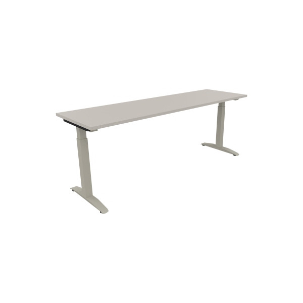 4003969074460 - Schreibtisch All in One 810027581 manuell höhenverstellbar 65-85cm (H) 200x60cm (BxT) rechteckig lichtgrau   silberaluminium