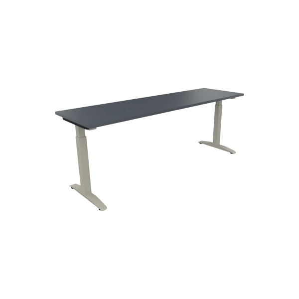 4003969074446 - Schreibtisch All in One 810027582 manuell höhenverstellbar 65-85cm (H) 200x60cm (BxT) rechteckig lavagrau   silberaluminium 