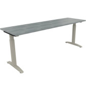 Schreibtisch All in One, manuell höhenverstellbar, 65-85cm (H), 200x60cm (BxT), rechteckig, beton hell / silberaluminium