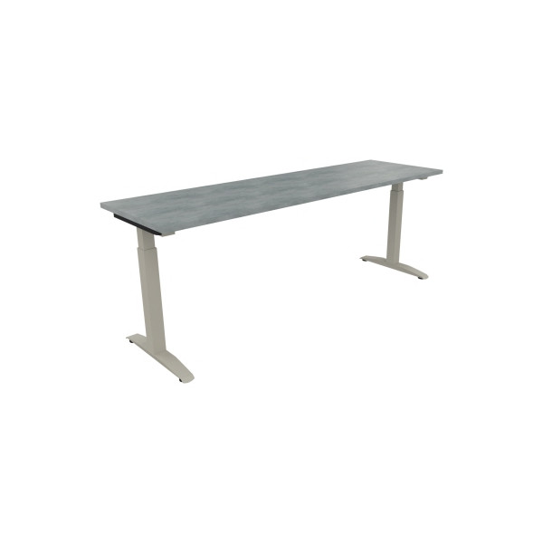 4003969074552 - Schreibtisch All in One 810027583 manuell höhenverstellbar 65-85cm (H) 200x60cm (BxT) rechteckig beton hell   silberaluminiu