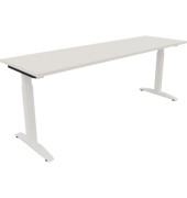 Schreibtisch All in One, manuell höhenverstellbar, 65-85cm (H), 200x60cm (BxT), rechteckig, weiß / weiß