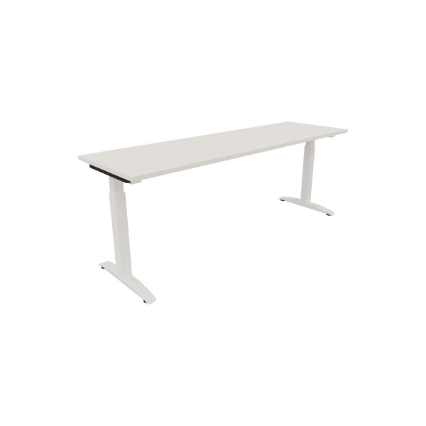 4003969074484 - Schreibtisch All in One 810027601 manuell höhenverstellbar 65-85cm (H) 200x60cm (BxT) rechteckig diamant weiß   verkehrsweiß