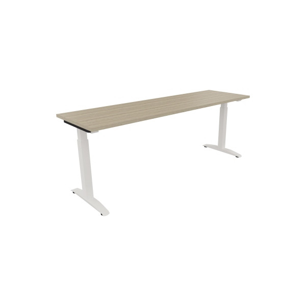 4003969074439 - Schreibtisch All in One 810027671 manuell höhenverstellbar 65-85cm (H) 200x60cm (BxT) rechteckig eiche natur   verkehrsweiß
