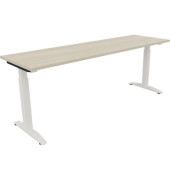 Schreibtisch All in One, manuell höhenverstellbar, 65-85cm (H), 200x60cm (BxT), rechteckig, akazie hell / weiß