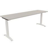 Schreibtisch All in One, manuell höhenverstellbar, 65-85cm (H), 200x60cm (BxT), rechteckig, lichtgrau / weiß