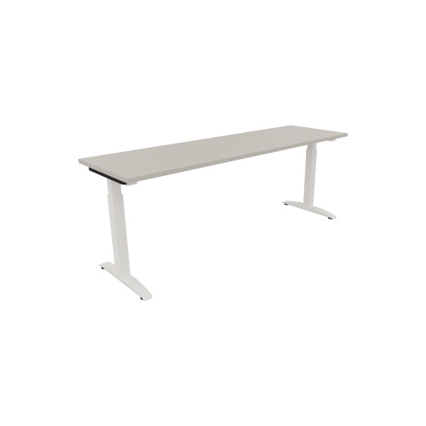 4003969074507 - Schreibtisch All in One 810027681 manuell höhenverstellbar 65-85cm (H) 200x60cm (BxT) rechteckig lichtgrau   verkehrsweiß 4