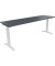 Schreibtisch All in One, manuell höhenverstellbar, 65-85cm (H), 200x60cm (BxT), rechteckig, lavagrau / weiß