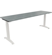 Schreibtisch All in One, manuell höhenverstellbar, 65-85cm (H), 200x60cm (BxT), rechteckig, beton hell / weiß