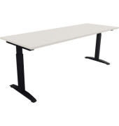 Schreibtisch All in One, manuell höhenverstellbar, 65-85cm (H), 200x70cm (BxT), rechteckig, weiß / anthrazit metallic