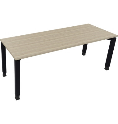 Schreibtisch All in One, manuell höhenverstellbar, 65-85cm (H), 200x70cm (BxT), rechteckig, eiche natur / anthrazit metallic