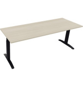 Schreibtisch All in One, manuell höhenverstellbar, 65-85cm (H), 200x70cm (BxT), rechteckig, akazie hell / anthrazit metallic